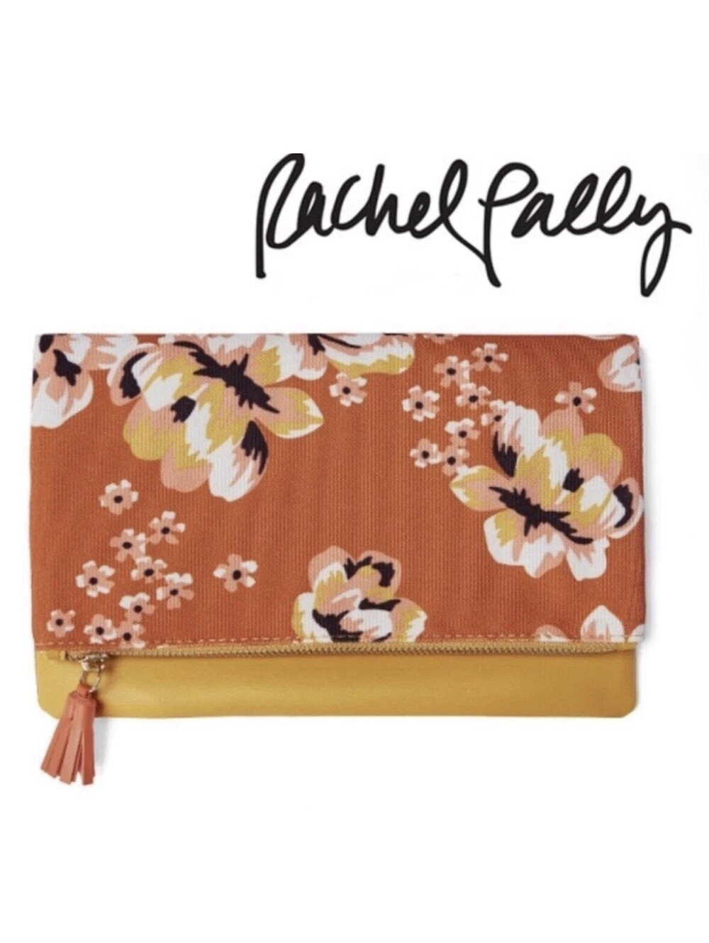 NWOT Rachel Pally Reversible Floral Clutch - Yellow/Orange - MSRP $60